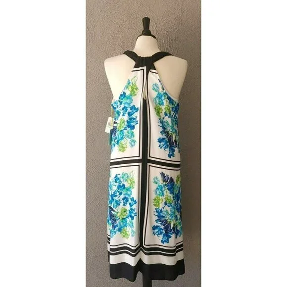 NWT CeCe Playa del Sol Halter Neck Multi Color Floral Dress in New Ivory Size 8 - Picture 3 of 6